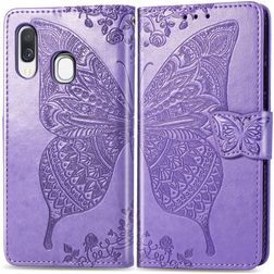 Mobigear Butterfly Samsung Galaxy A40 Hoesje Bookcase Portemonnee - Paars