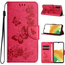 Mobigear Butterfly Samsung Galaxy A35 Hoesje Bookcase Portemonnee - Rood