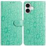 Mobigear Flowers iPhone 17 Hoesje Bookcase Portemonnee - Groen