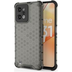 Mobigear Honeycomb Realme C31 Hoesje Hardcase Backcover Shockproof - Zwart