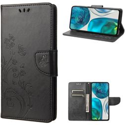 Mobigear Flowers Motorola Moto G82 Hoesje Bookcase Portemonnee - Zwart