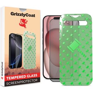 GrizzlyCoat Easy Align AntiSpy iPhone 16 Glazen Screenprotector Privacy - Case Friendly + Installatie Frame - Zwart