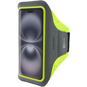 Mobiparts Comfort Fit Telefoonhouder Hardlopen iPhone 16 Sport Hoesje Neopreen Sportarmband - Neon Green