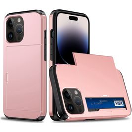 Mobigear Card iPhone 15 Pro Max Hoesje Hardcase Backcover Shockproof met Pasjeshouder - Roségoud