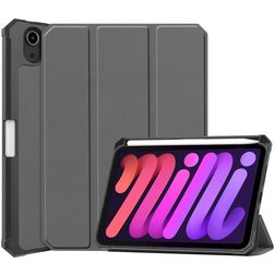 Mobigear Tri-Fold Shockproof iPad Mini 6 (2021) Hoes Bookcase + Stylus Houder - Grijs