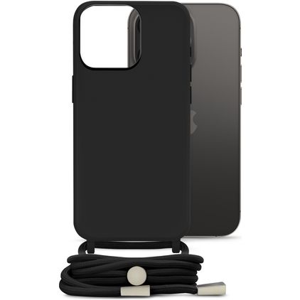 Mobilize Lanyard Gelly iPhone 14 Pro Flexibel TPU Hoesje met koord - Zwart