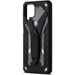 Mobigear Armor Stand Samsung Galaxy A12 Hoesje Hardcase Backcover Shockproof met Standaard - Zwart
