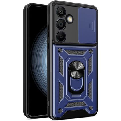 Mobigear Armor Ring Cam Slide Samsung Galaxy S24 FE Hoesje Hardcase Backcover Shockproof met Ringhouder en Camera Slider - Blauw