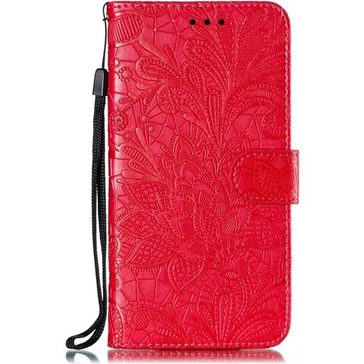 Mobigear Flowers Xiaomi Mi A3 Hoesje Bookcase Portemonnee - Rood