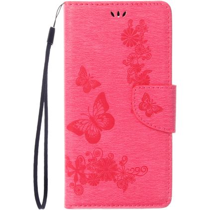 Mobigear Butterfly iPhone SE (2022) Hoesje Bookcase Portemonnee - Magenta