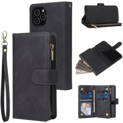 Mobigear Zipper iPhone 12 Hoesje Bookcase Portemonnee - Zwart
