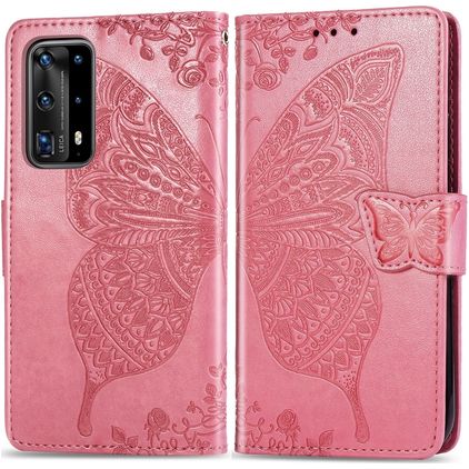 Mobigear Butterfly Huawei P40 Pro Hoesje Bookcase Portemonnee - Roze