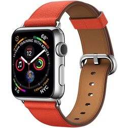 Mobigear Roma Leren Apple Watch Bandje Gespsluiting - 42/41/40/38 mm - Oranje