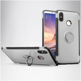 Mobigear Armor Ring Xiaomi Mi Max 3 Hoesje Hardcase Backcover Shockproof met Ringhouder - Zilver Mobigear Armor Ring Xiaomi Mi Max 3 Hoesje Hardcase Backcover Shockproof met Ringhouder - Zilver
