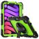 Mobigear SureGrip Xtreme iPad Mini 7 (2024) Hoes Hard Kunststof,Siliconen Backcover + Stylus Houder + Schouderband + Standaard - Zwart / Groen