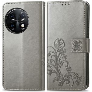Mobigear Clover OnePlus 11 Hoesje Bookcase Portemonnee - Grijs