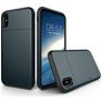 Mobigear Card iPhone XS Hoesje Hardcase Backcover Shockproof met Pasjeshouder - Marineblauw
