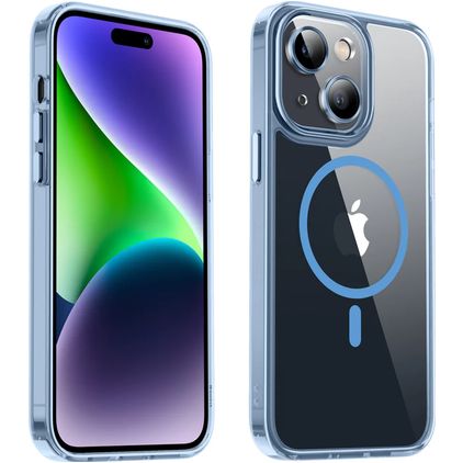Valenta Trend iPhone 15 Plus MagSafe Hoesje Hardcase Backcover - Transparant / Blauw