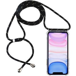 Mobigear Lanyard iPhone 11 Flexibel TPU Hoesje met koord - Transparant / Zwart
