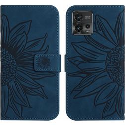 Mobigear Sunflower Motorola Moto G72 Hoesje Bookcase Portemonnee - Blauw