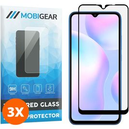 Mobigear Premium Xiaomi Redmi 9A Glazen Screenprotector - Case Friendly - Zwart (3-Pack)