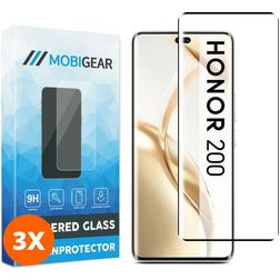 Mobigear Premium HONOR 200 Glazen Screenprotector - Case Friendly - Zwart (3-Pack)
