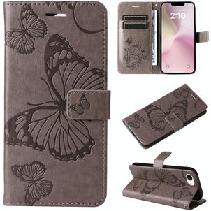 Mobigear Butterfly iPhone 16e Hoesje Bookcase Portemonnee - Grijs