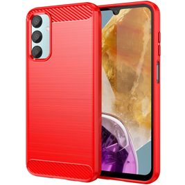 Mobigear Brushed Slim Samsung Galaxy M15 Hoesje Flexibel TPU Backcover - Rood