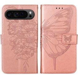 Mobigear Butterfly Google Pixel 9 Pro Hoesje Bookcase Portemonnee - Roségoud