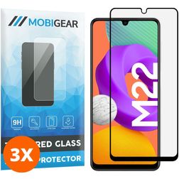 Mobigear Premium Samsung Galaxy M22 Glazen Screenprotector - Case Friendly - Zwart (3-Pack)