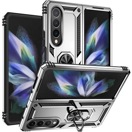Mobigear Armor Ring Samsung Galaxy Z Fold 4 Hoesje Hardcase Backcover Shockproof met Ringhouder - Zilver