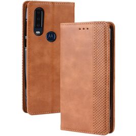 Mobigear Sensation Motorola One Action Hoesje Bookcase Portemonnee - Cognac