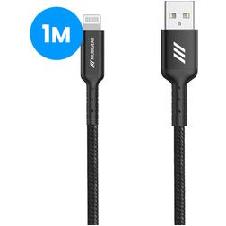 Mobigear Nylon USB-A naar Apple Lightning Kabel MFI 1 Meter - Zwart