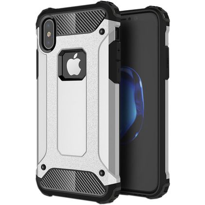 Mobigear Outdoor iPhone XS Hoesje Hardcase Backcover Shockproof - Zilver