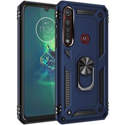 Mobigear Armor Ring Motorola Moto G8 Plus Hoesje Hardcase Backcover Shockproof met Ringhouder - Blauw