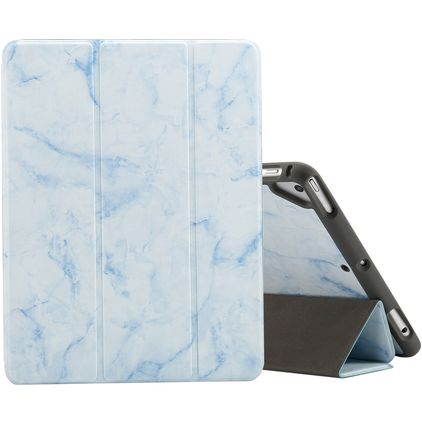 Mobigear Tri-Fold Marble iPad 6 (2018) Hoes Bookcase + Stylus Houder - Blauw