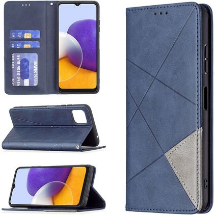 Mobigear Rhombus Slim Samsung Galaxy A22 5G Hoesje Bookcase - Blauw