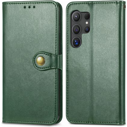 Mobigear Snap Button Samsung Galaxy S25 Plus Hoesje Bookcase Portemonnee - Groen