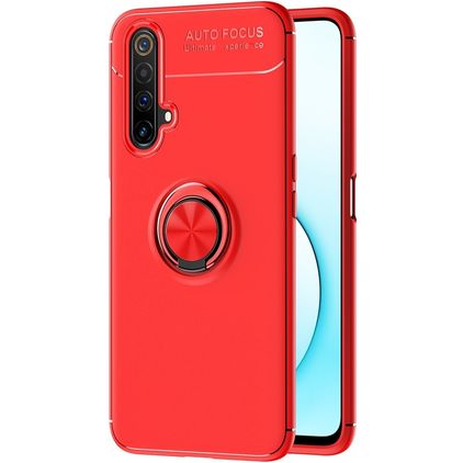 Mobigear Armor Ring Realme X50 Hoesje Flexibel TPU Backcover Shockproof met Ringhouder - Rood