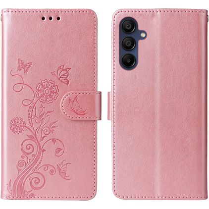 Mobigear Flowers Samsung Galaxy A16 Hoesje Bookcase Portemonnee - Roségoud