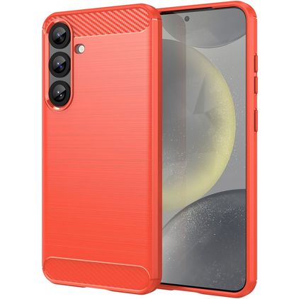 Mobigear Brushed Slim Samsung Galaxy S25 Plus Hoesje Flexibel TPU Backcover - Rood