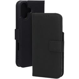 Mobiparts Wallet iPhone 16 Plus MagSafe Hoesje Echt Leer Bookcase Portemonnee - Zwart