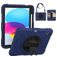 Mobigear SureGrip iPad 10 (2022) Hoes Hard Kunststof,Siliconen Backcover + Stylus Houder + Schouderband + Standaard - Zwart / Blauw