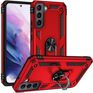 Mobigear Armor Ring Samsung Galaxy S22 Hoesje Hardcase Backcover Shockproof met Ringhouder - Rood