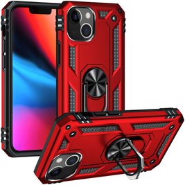 Mobigear Armor Ring iPhone 14 Hoesje Hardcase Backcover Shockproof met Ringhouder - Rood