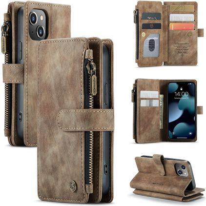 CaseMe C30 iPhone 13 Mini Hoesje Bookcase Portemonnee - Bruin