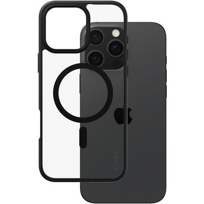 CARE by PanzerGlass Flagship iPhone 16 Pro Max MagSafe Hoesje Hardcase Backcover - Transparant / Zwart