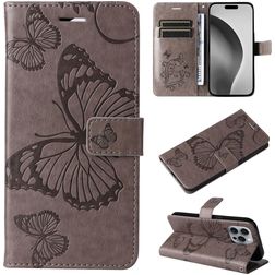 Mobigear Butterfly iPhone 16 Pro Max Hoesje Bookcase Portemonnee - Grijs