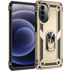 Mobigear Armor Ring Motorola Moto G52 Hoesje Hardcase Backcover Shockproof met Ringhouder - Goud