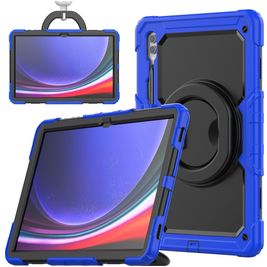 Mobigear RingGuard Samsung Galaxy Tab S10 Ultra Hoes Hard Kunststof,Siliconen Backcover + Stylus Houder + Schouderband + Standaard - Blauw